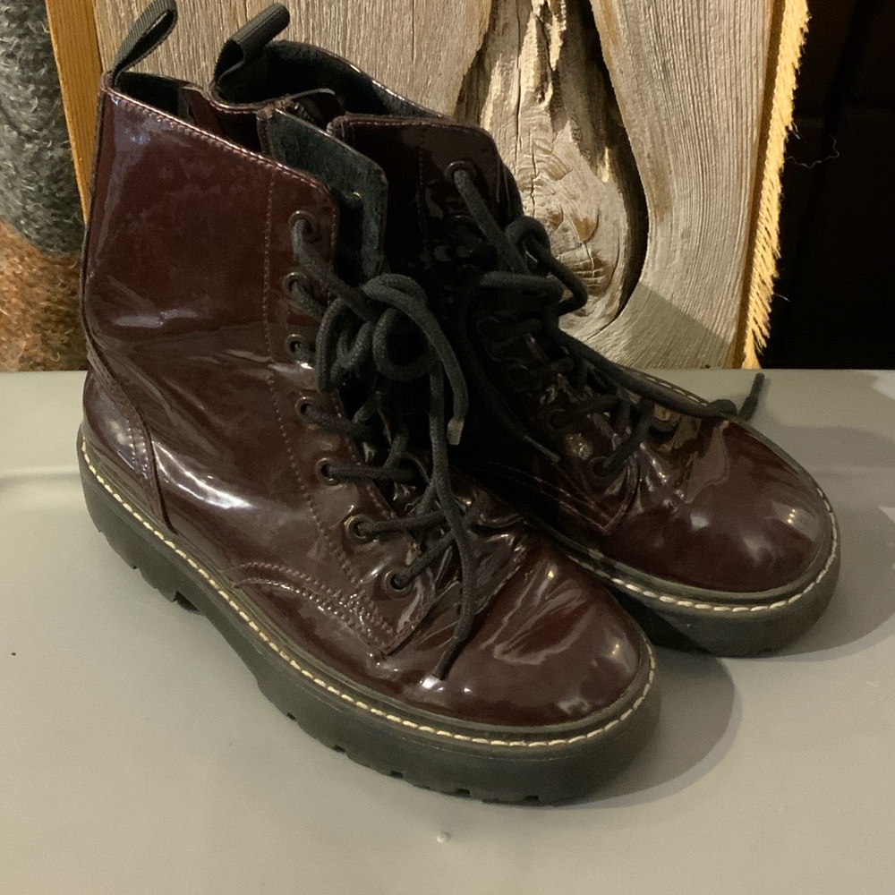 H&M Dark Burgundy Combat Boots Size 3.5